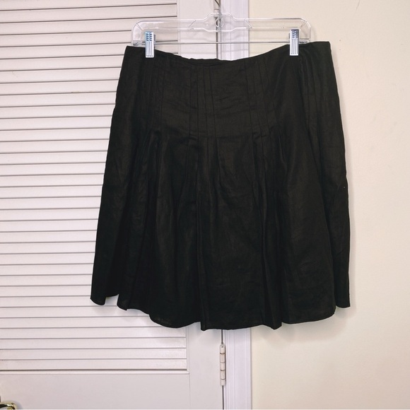 Ann Taylor Loft Black Linen Size 10 A line Fit and Flare Skirt Lagenlook - Picture 1 of 8